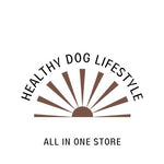 The word Healthy Dog Lifestyle around a half son ray