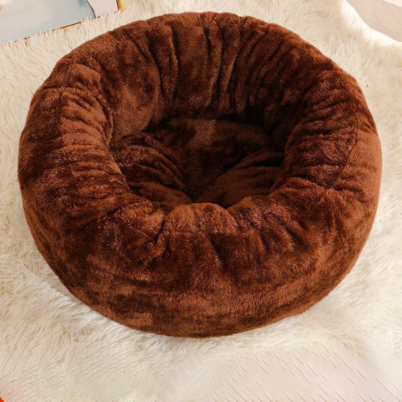 Fairval Coffee / L Fairval My Pet's Winter Sanctuary - Long Plush Donut Bed