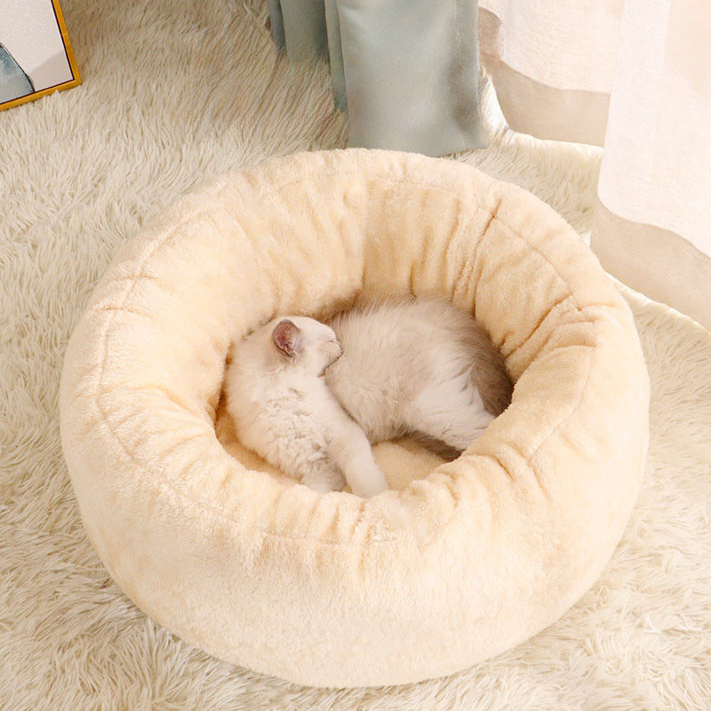 Fairval White / L Fairval My Pet's Winter Sanctuary - Long Plush Donut Bed