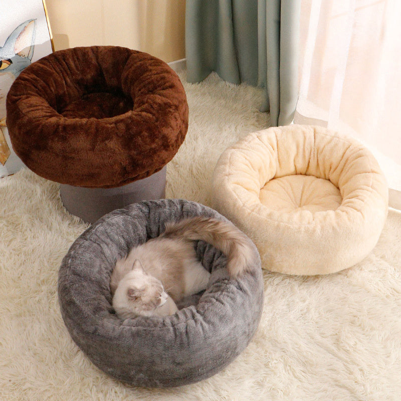 Fairval Coffee / L Fairval My Pet's Winter Sanctuary - Long Plush Donut Bed
