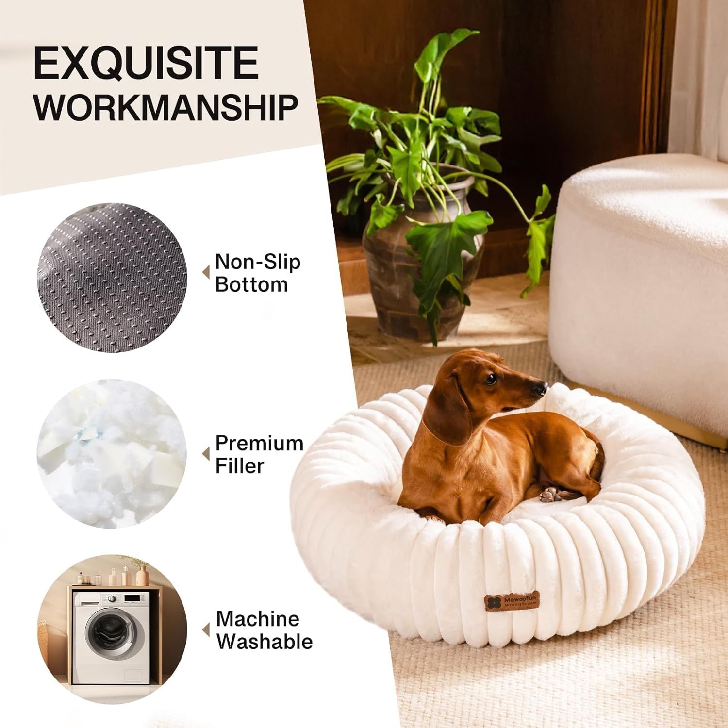 Fairval WP179 Fairval My Cozy Donut Dog Bed - The Perfect Calming Spot For Your Furry Friend